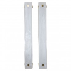 Pair of long rectangular frosted glass sconces 